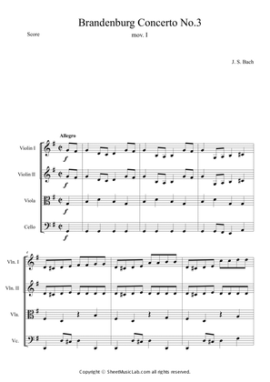 Book cover for Brandenburg Concerto No. 3 in G Major (BWV 1048) Easy version
