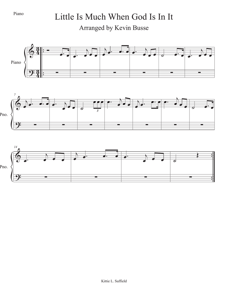 Little Is Much When God Is In It (Easy key of C) - Piano Easy Piano scores gallery preview page 1