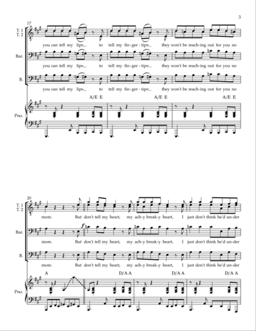Achy Breaky Heart (don't Tell My Heart) TTBB scores gallery preview page 3