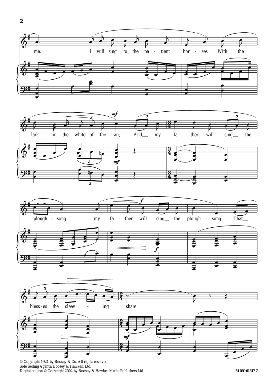 I Will Go With My Father A-Ploughing Piano, Vocal scores gallery preview page 2