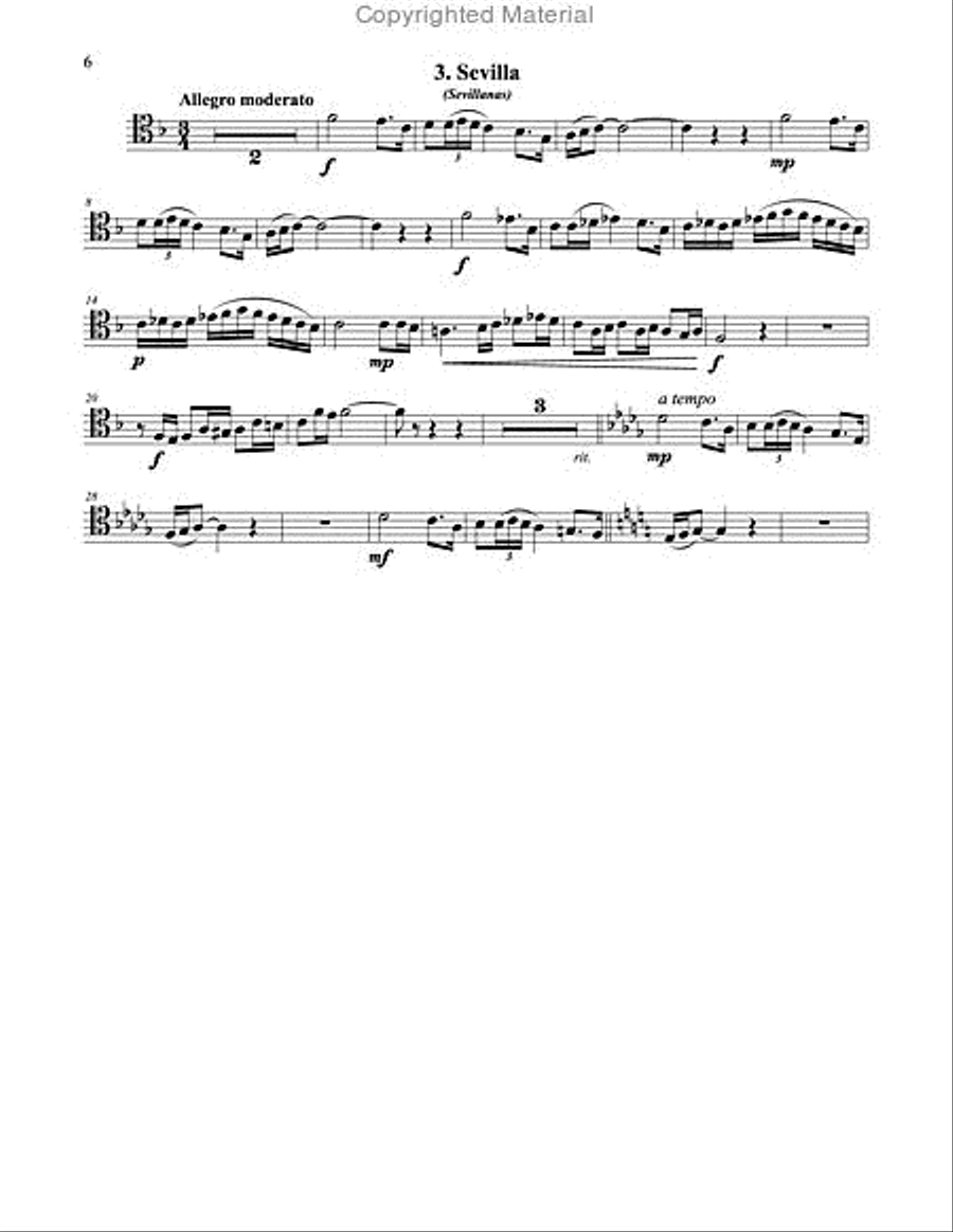 Three Pieces from Suite Espanola for Trombone & Piano Piano Accompaniment scores gallery preview page 4