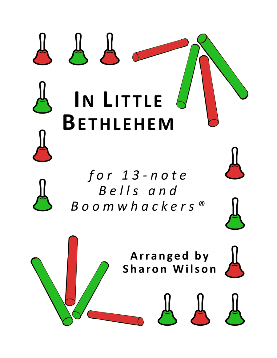 “In Little Bethlehem” for 13-note Bells and Boomwhackers® (with Black and White Notes) Handbell Choir scores gallery preview page 1