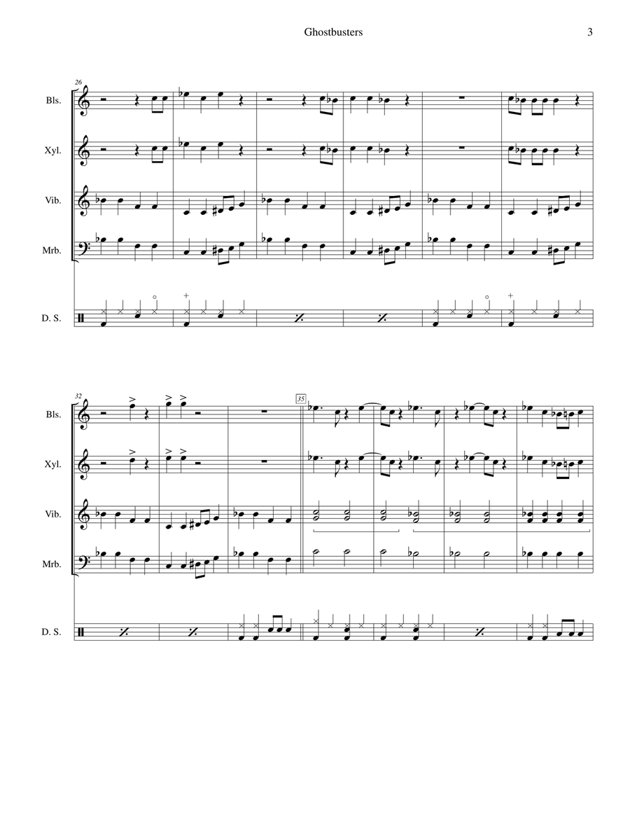Ghostbusters Percussion Ensemble scores gallery preview page 3