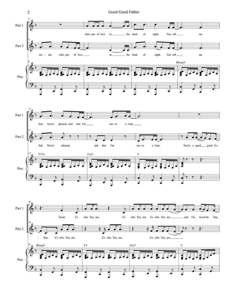 Good Good Father Choir scores gallery preview page 2