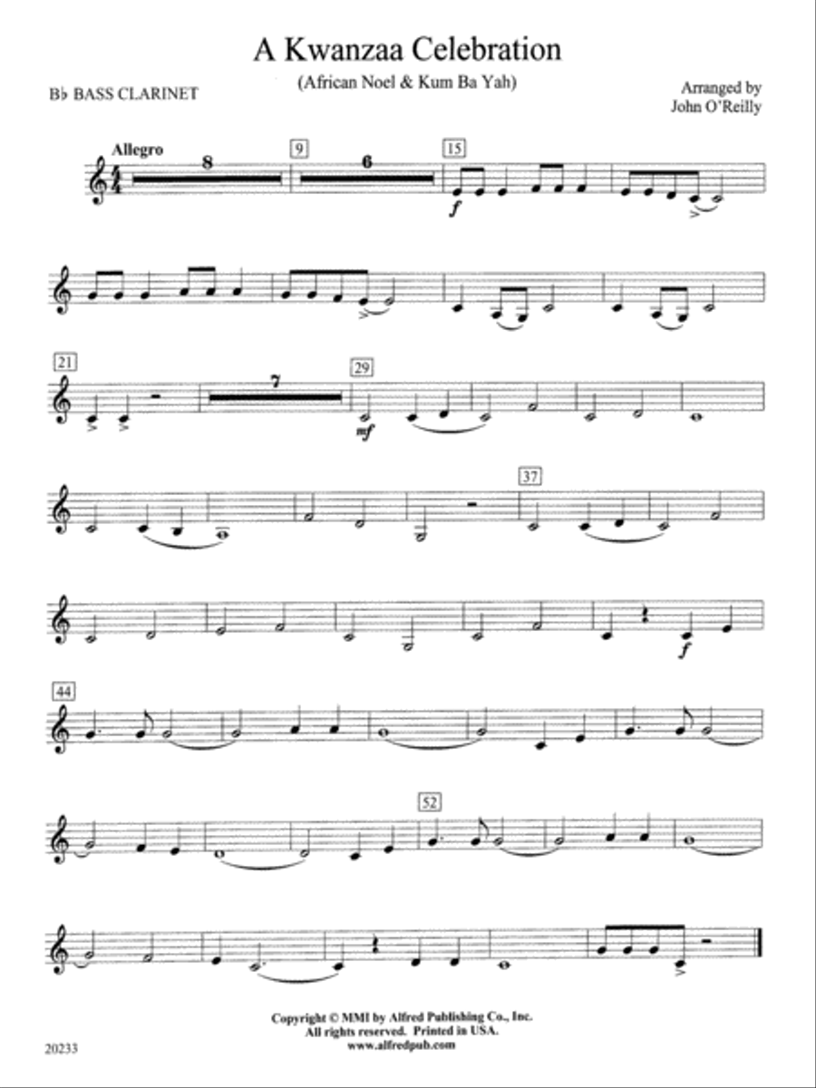 A Kwanzaa Celebration: B-flat Bass Clarinet Concert Band scores gallery preview page 1