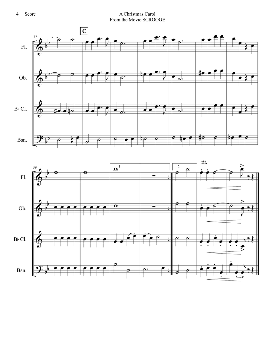 A Christmas Carol Woodwind Quartet scores gallery preview page 5