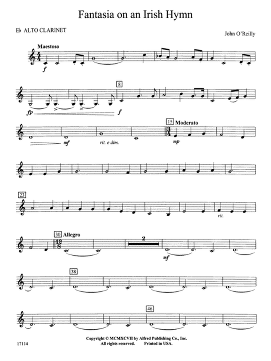 Fantasia on an Irish Hymn: E-flat Alto Clarinet