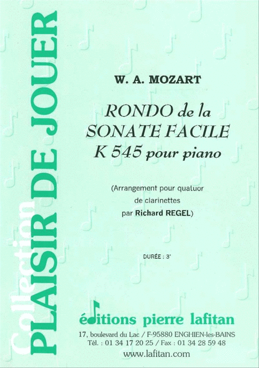 Rondo de la Sonate Facile K545 Clarinet Quartet scores gallery preview page 1