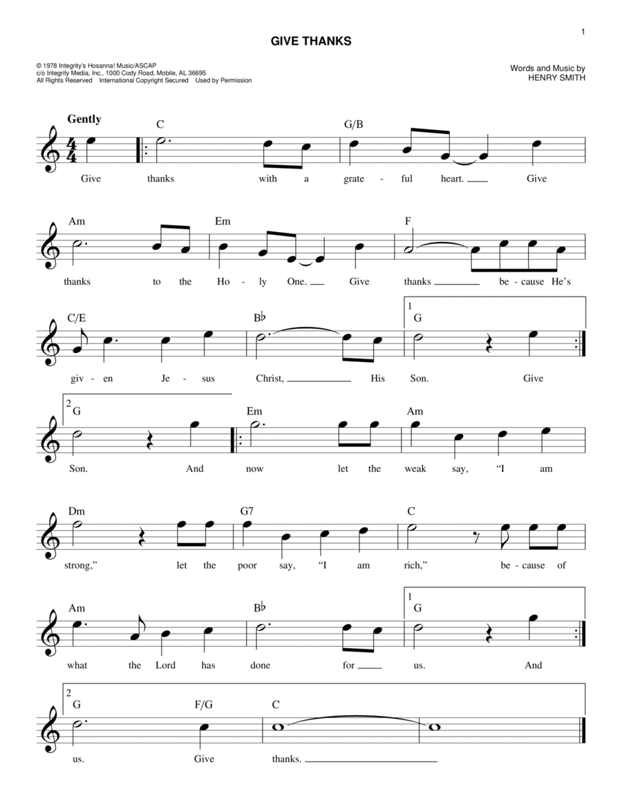 Give Thanks Give Thanks Piano scores gallery preview page 1
