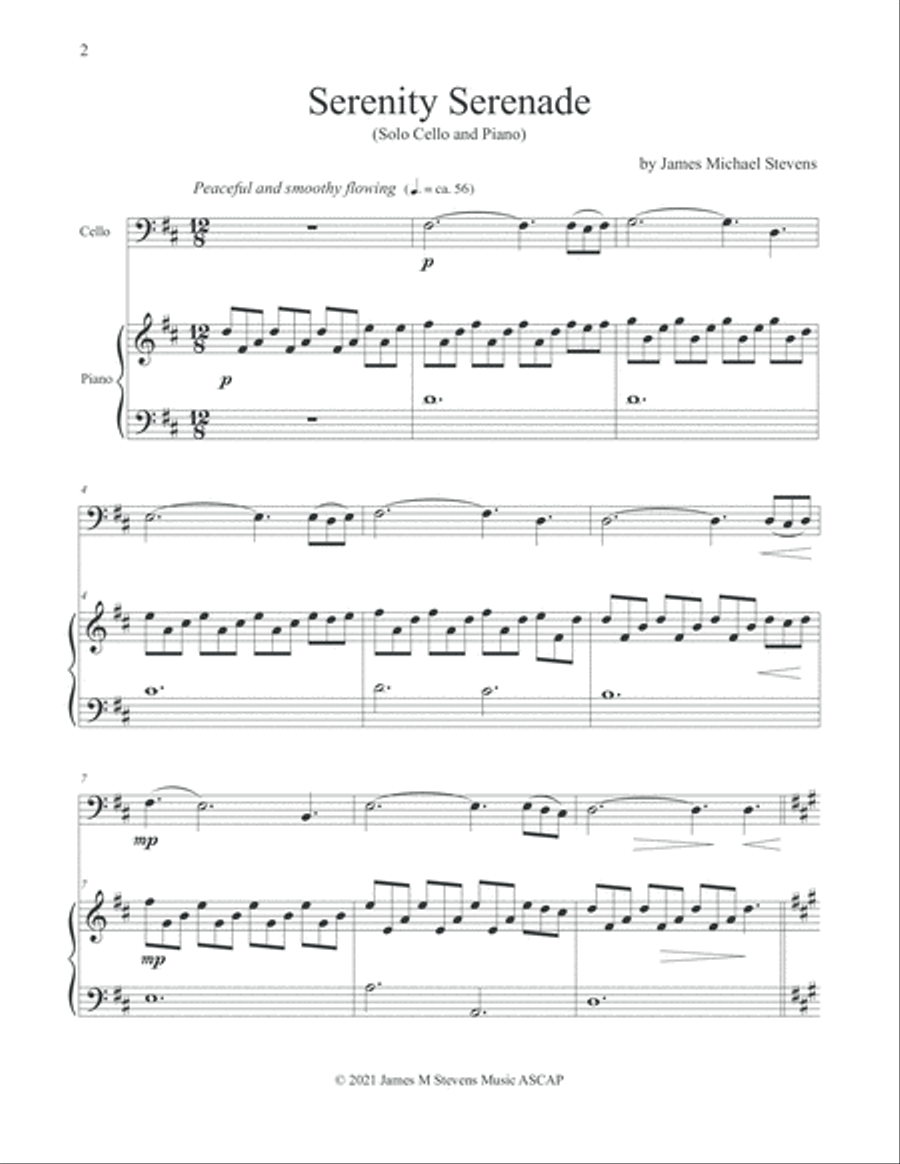 Serenity Serenade - Cello & Piano Piano scores gallery preview page 2