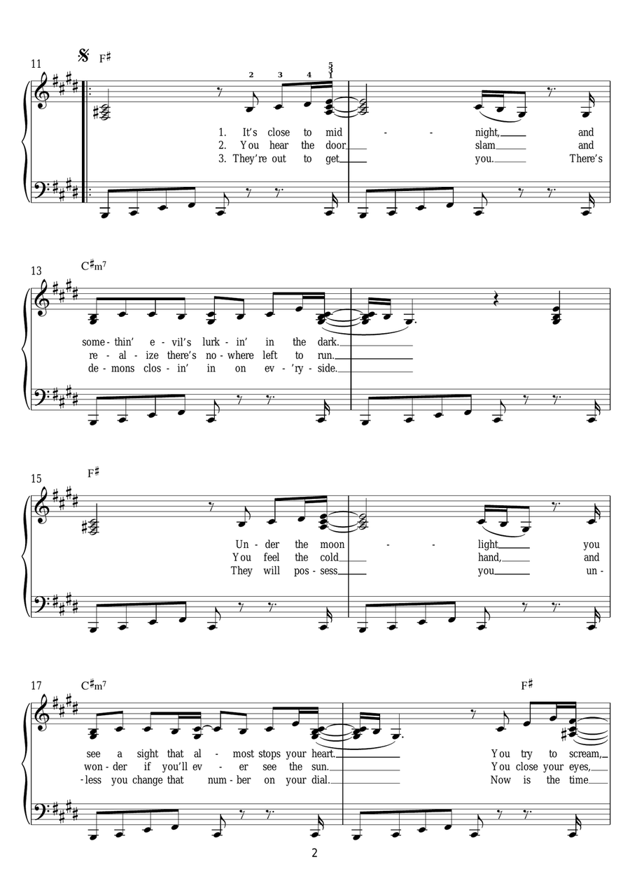 Thriller Easy Piano scores gallery preview page 2