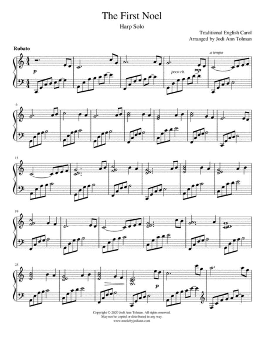 The First Noel, Harp Solo Harp scores gallery preview page 2