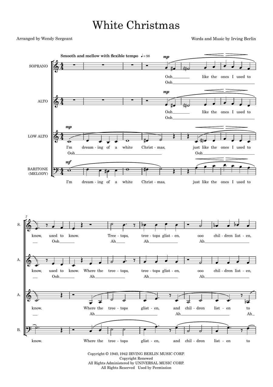 White Christmas (arr. Wendy Sergeant) 4-Part scores gallery preview page 1