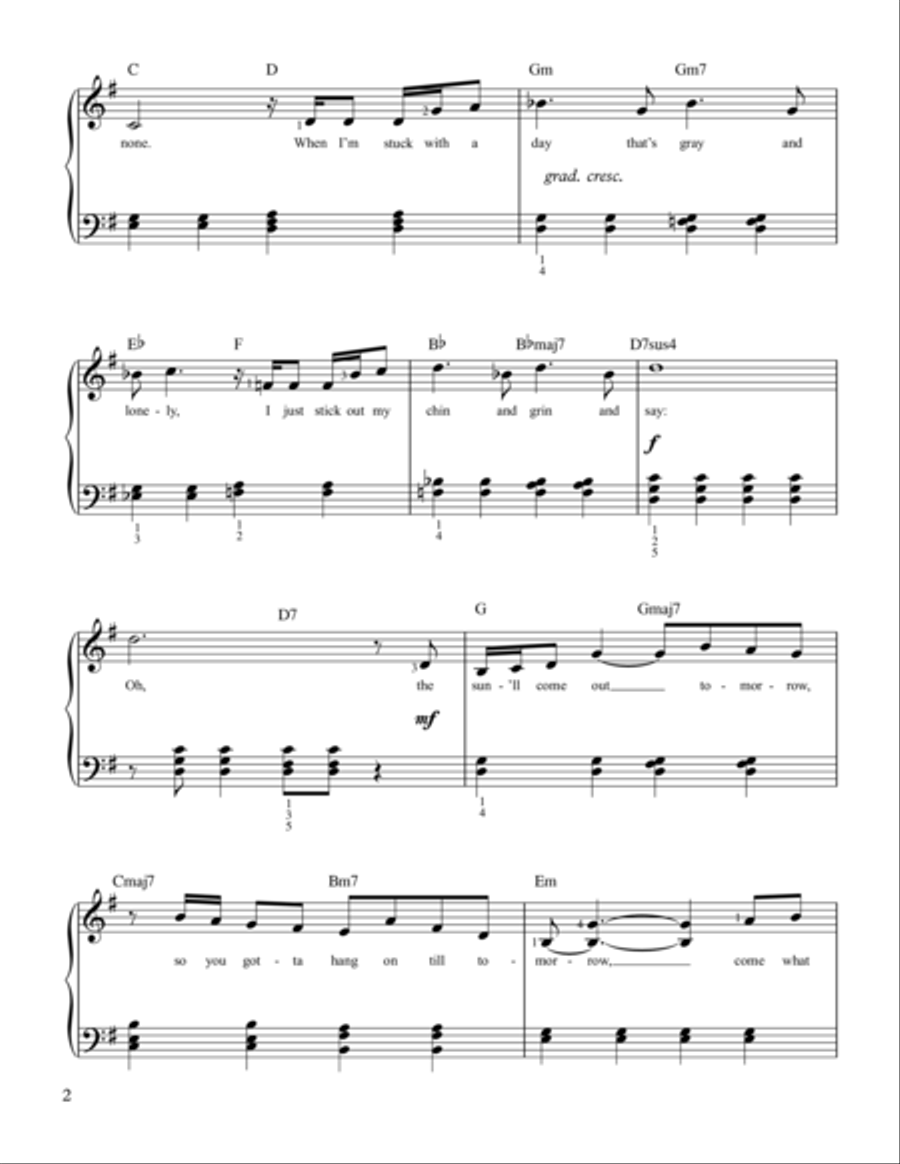 Tomorrow Easy Piano scores gallery preview page 2