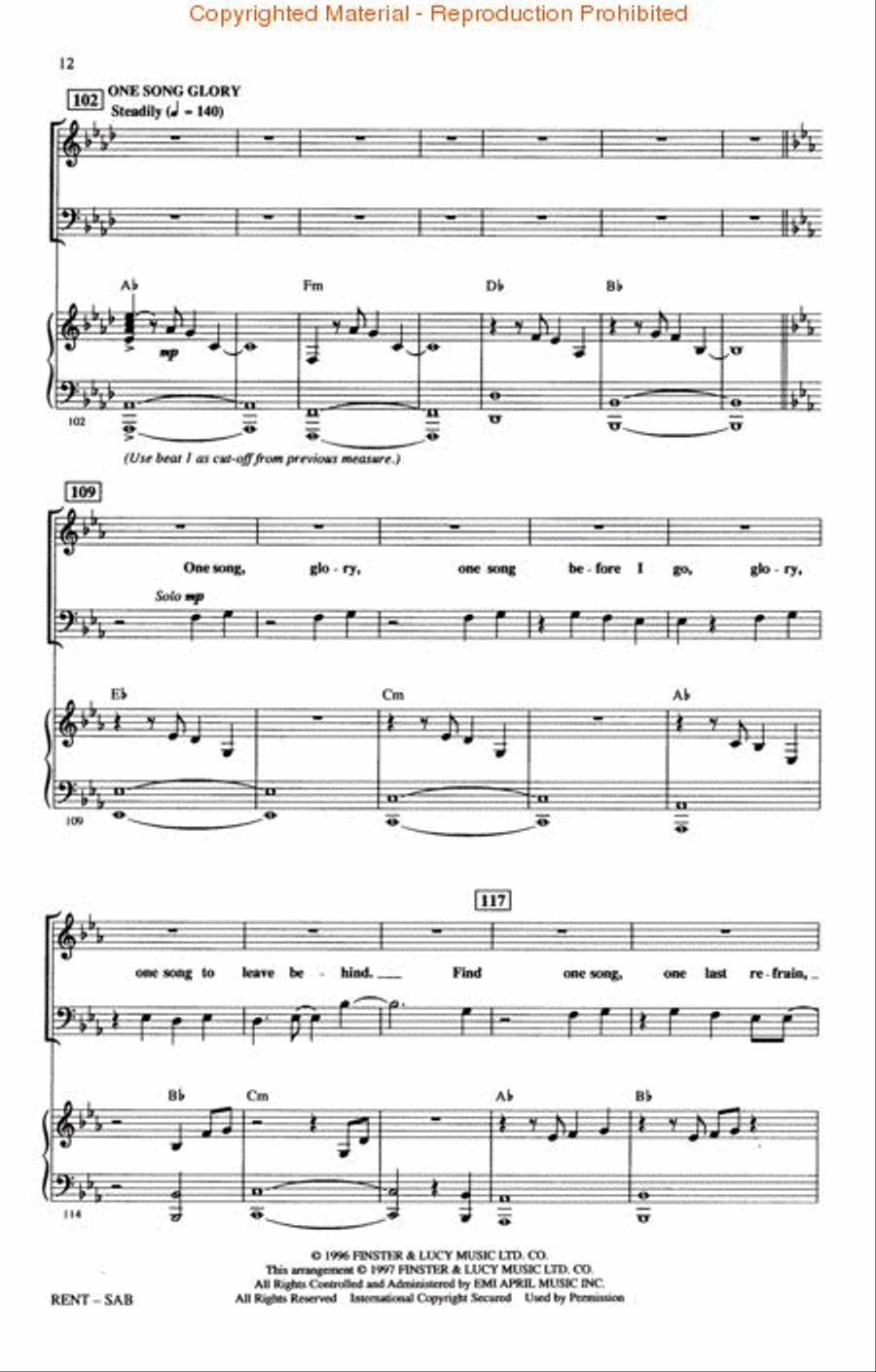 Rent (Medley) Rent (Medley) 3-Part scores gallery preview page 3