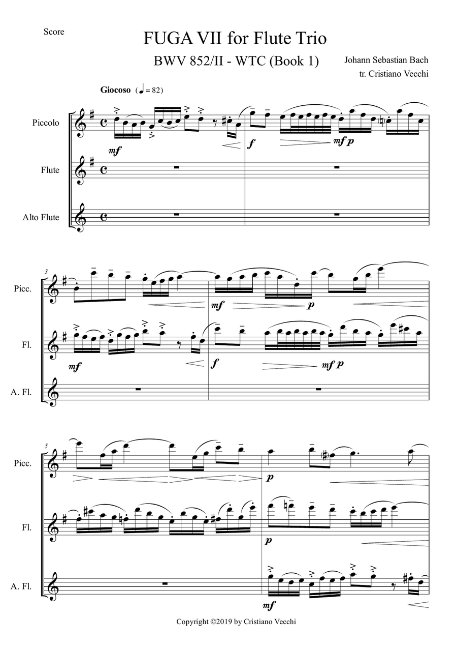 Fuga VII for Flute Trio Flute Trio scores gallery preview page 1