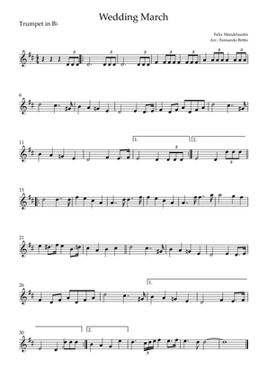 Wedding March (Felix Mendelssohn) for Trumpet in Bb Solo