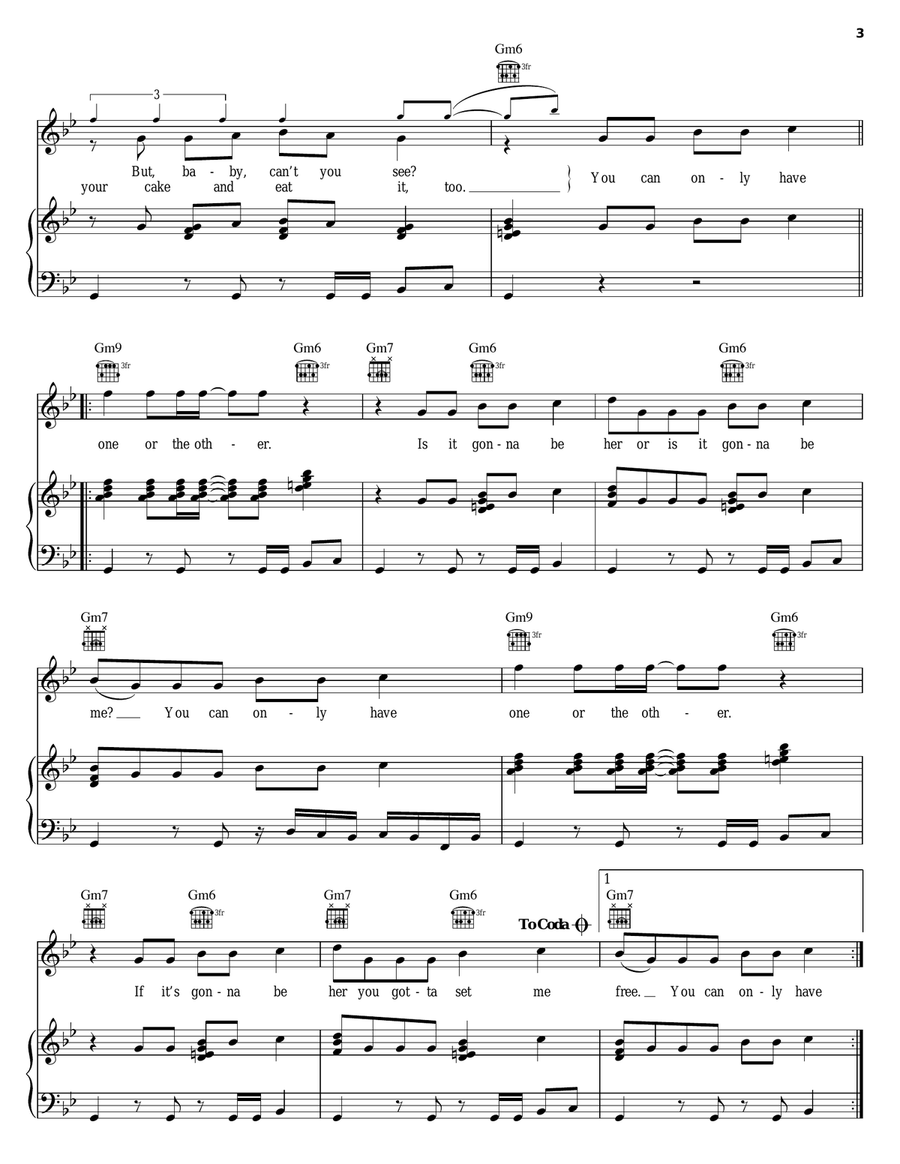 One Or The Other One Or The Other Piano, Vocal, Guitar scores gallery preview page 3