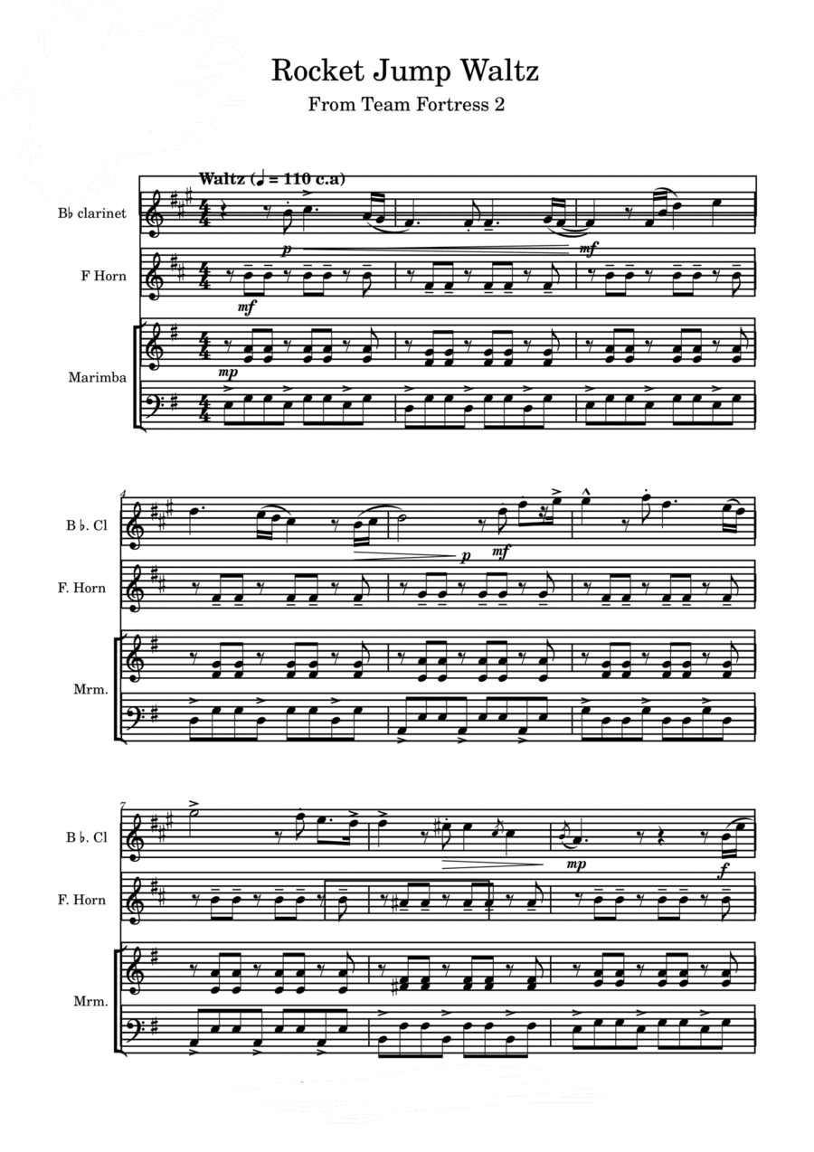 Rocket Jump Waltz Small Ensemble scores gallery preview page 1
