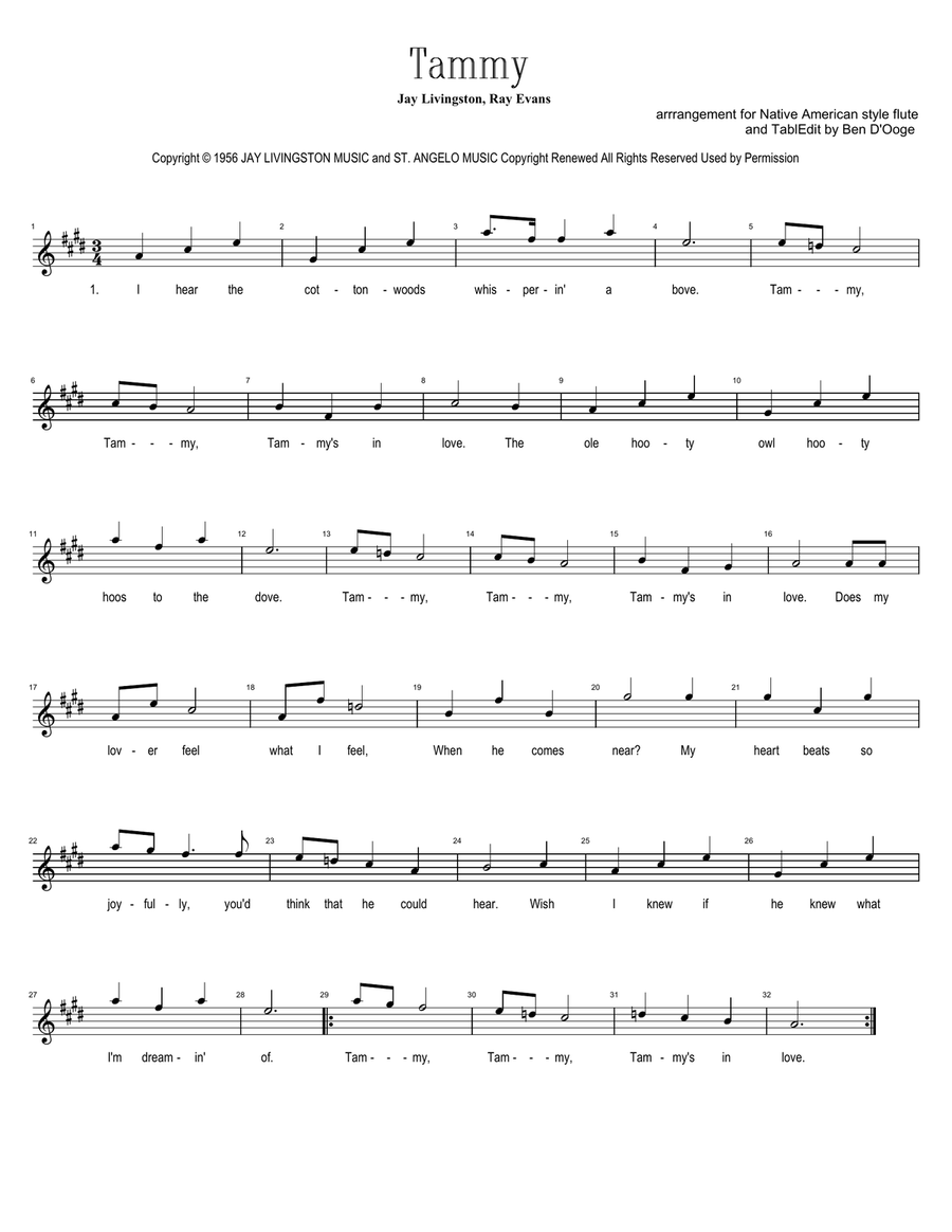 Tammy Flute Solo scores gallery preview page 1
