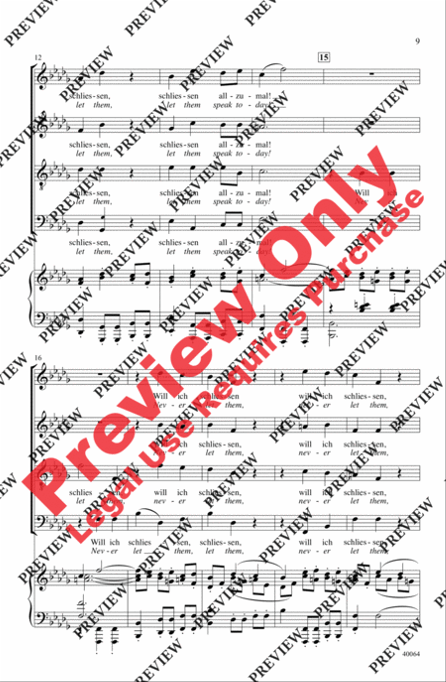 Three Liebeslieder Waltzes (from Liebeslieder Walzer, Opus 52) 4-Part scores gallery preview page 9