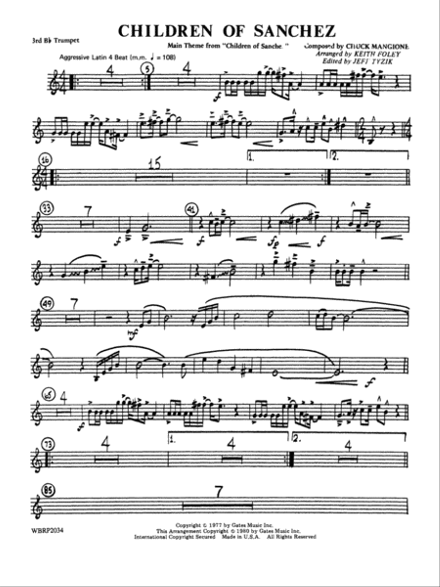 Children of Sanchez: 3rd B-flat Trumpet Jazz Ensemble scores gallery preview page 1