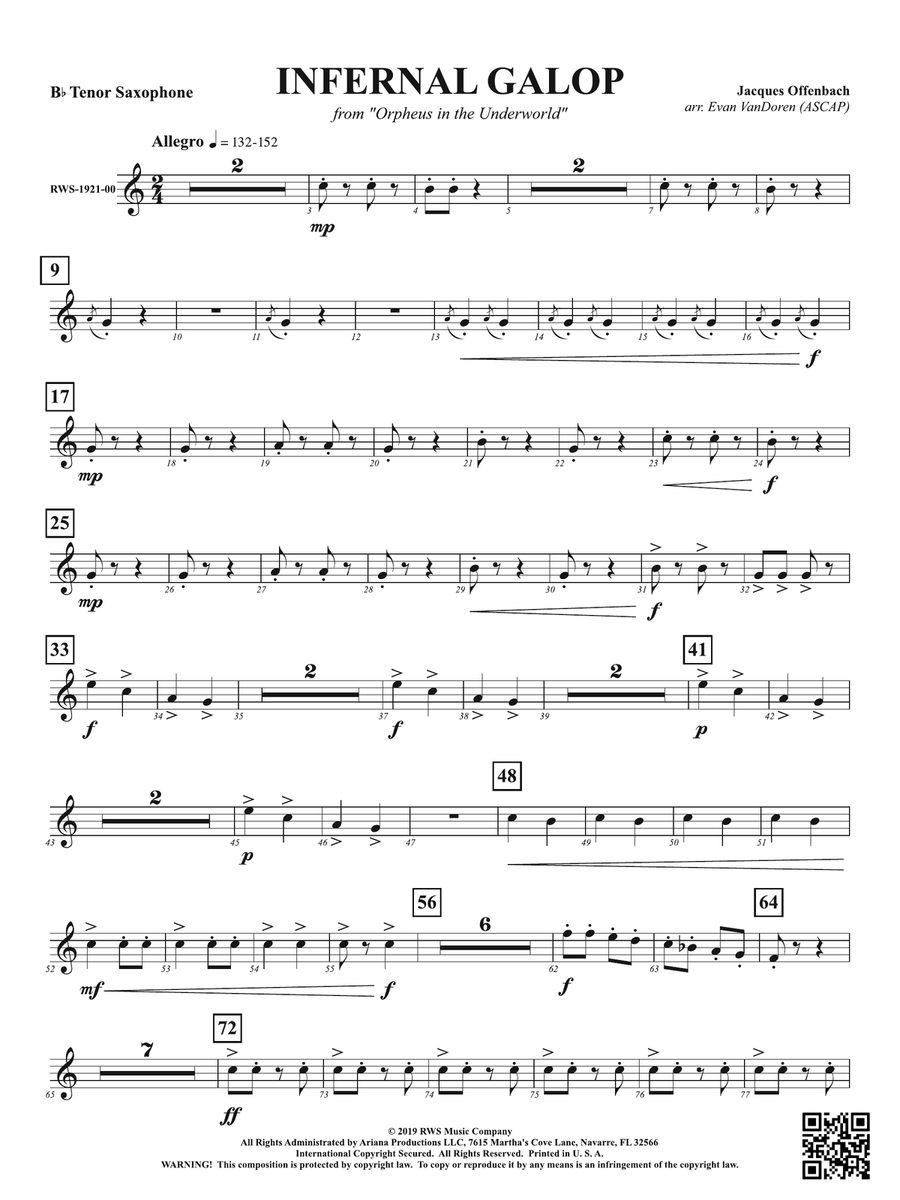 Infernal Galop - From Orpheus in the Underworld: B-flat Tenor Saxophone Tenor Saxophone scores gallery preview page 1
