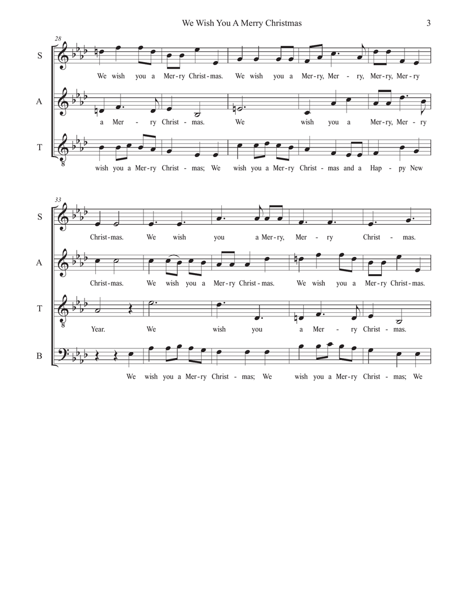 We Wish You A Merry Christmas (Canon) (SATB) 4-Part scores gallery preview page 3