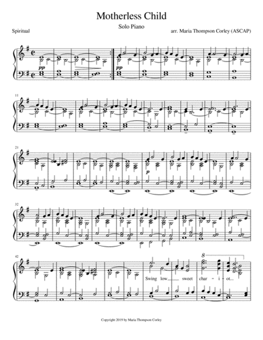 Motherless Child (solo piano transcription)