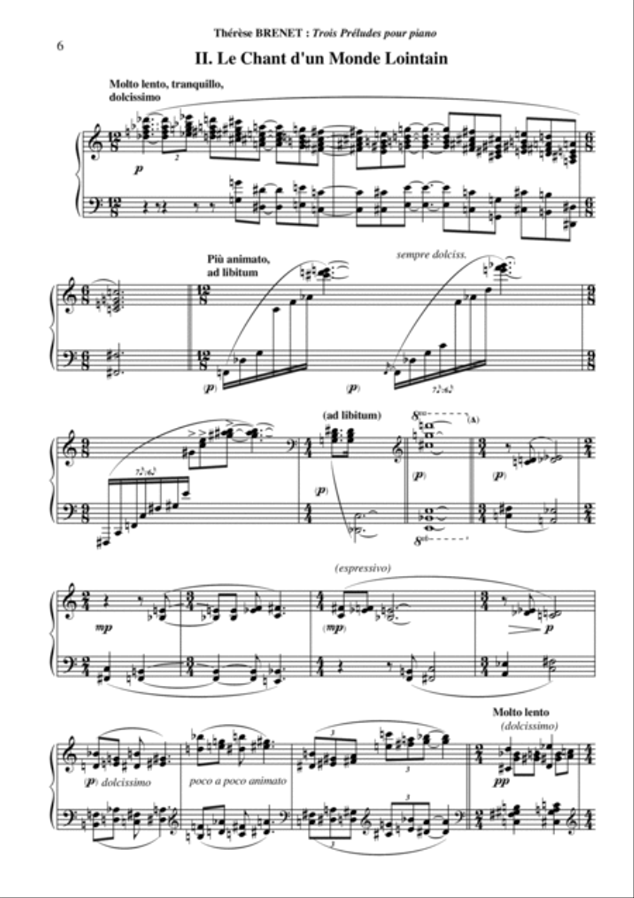Thérèse Brenet - Trois Préludes pour le piano Piano Solo scores gallery preview page 6