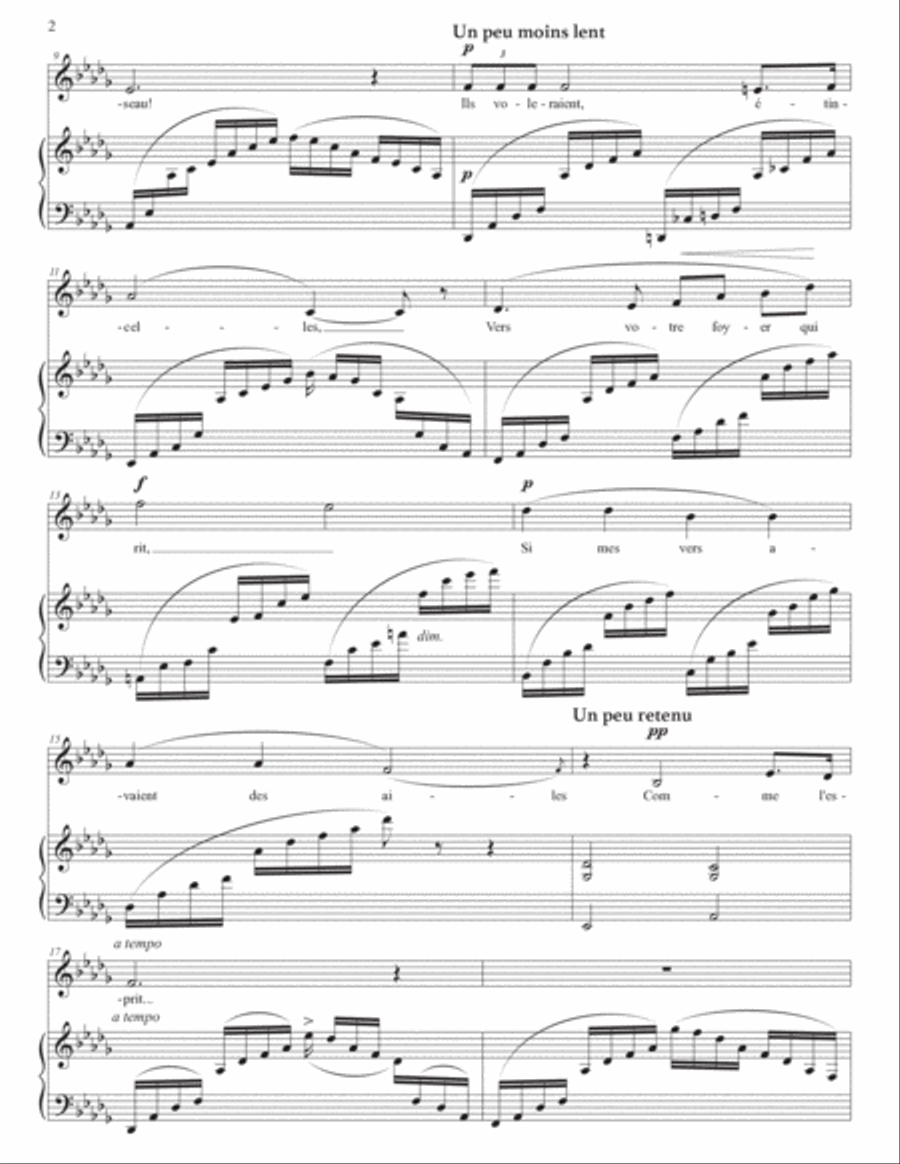 HAHN: Si mes vers avaient des ailes (transposed to D-flat major and C major) Voice scores gallery preview page 3