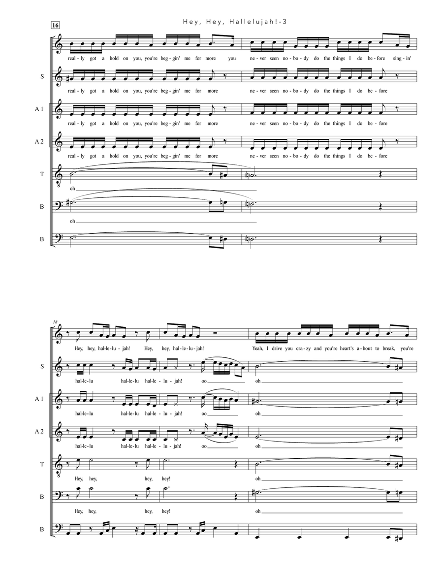 Hey Hey Hallelujah 4-Part scores gallery preview page 3