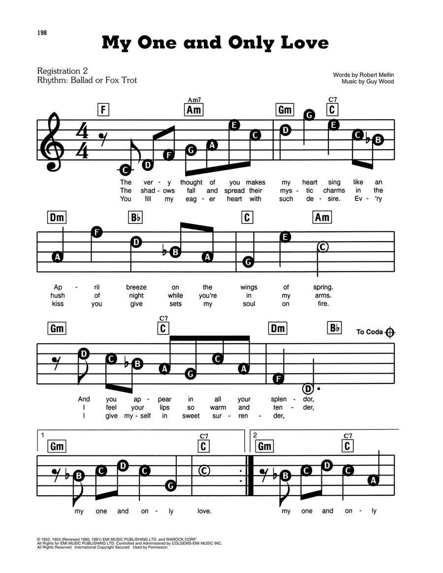 My One And Only Love Electronic Keyboard scores gallery preview page 1