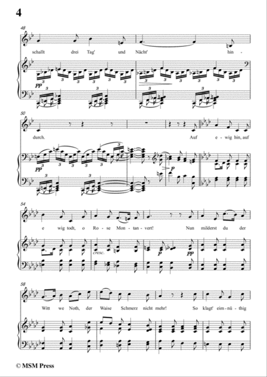 Schubert-Romanze,in B flat Major,for Voice and Piano Voice Solo scores gallery preview page 6