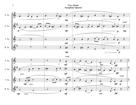 Navy Hymn (Eternal Father, Strong to Save) - Saxophone Quartet (SATB or AATB) image number null