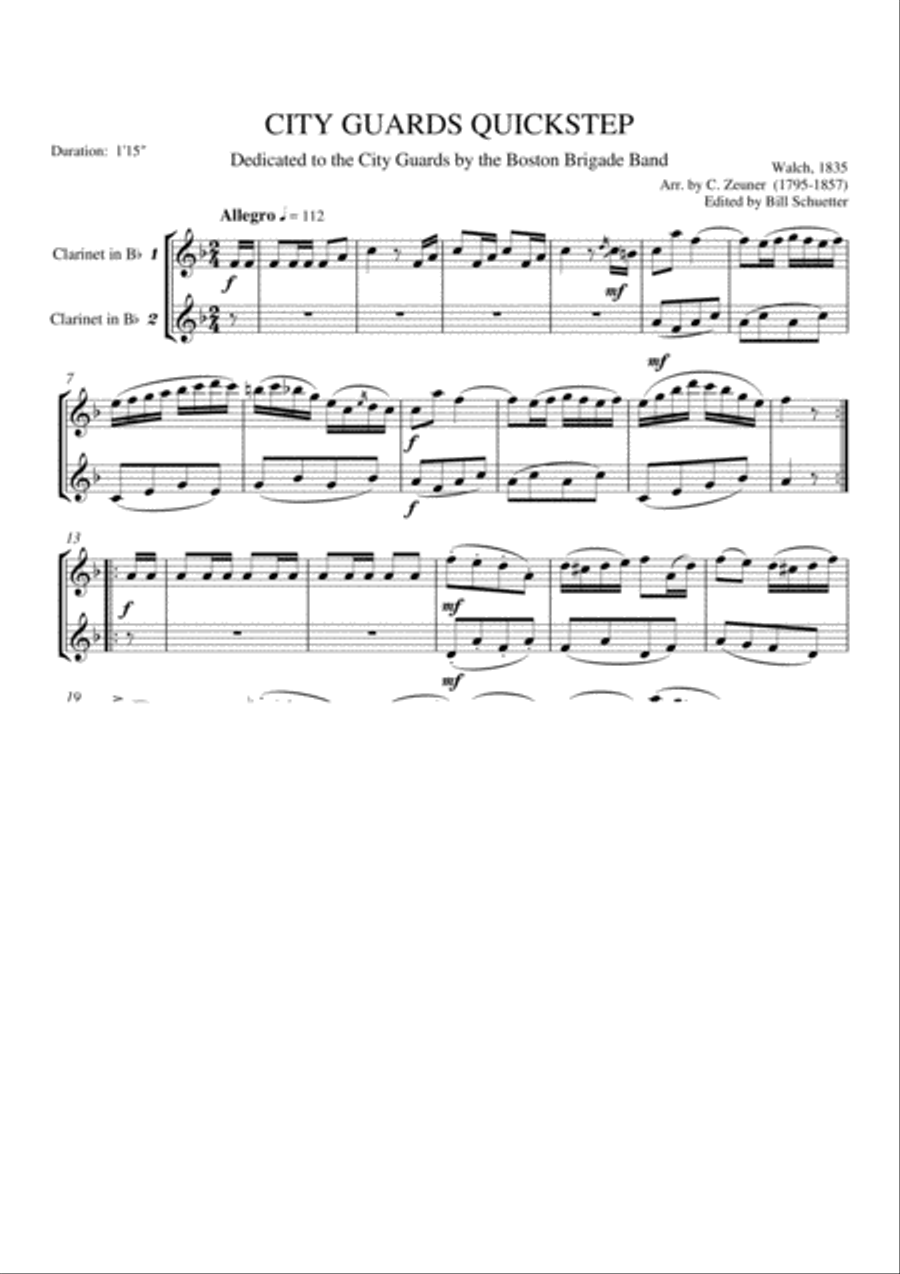 City Guards Quickstep Clarinet Duet scores gallery preview page 1