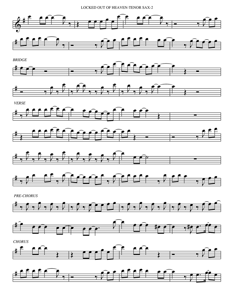 Locked Out Of Heaven Tenor Saxophone scores gallery preview page 2