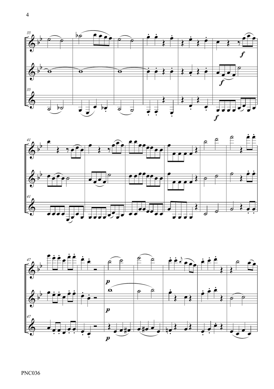 MOZART DIVERTIMENTO No. 4 in Bb K. 229 FOR FLUTE, OBOE & CLARINET Woodwind Trio scores gallery preview page 4