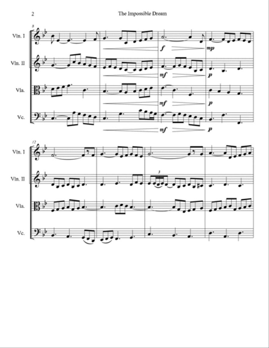 The Impossible Dream The Impossible Dream String Quartet scores gallery preview page 3