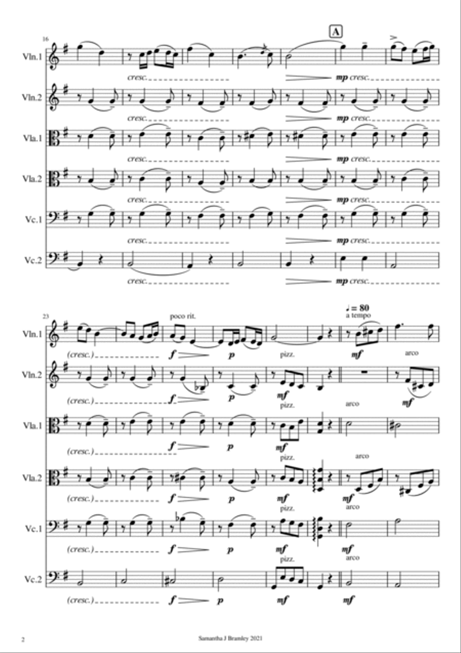 Chanson de Matin by SIr Edward Elgar (for string sextet) Set of Parts scores gallery preview page 2