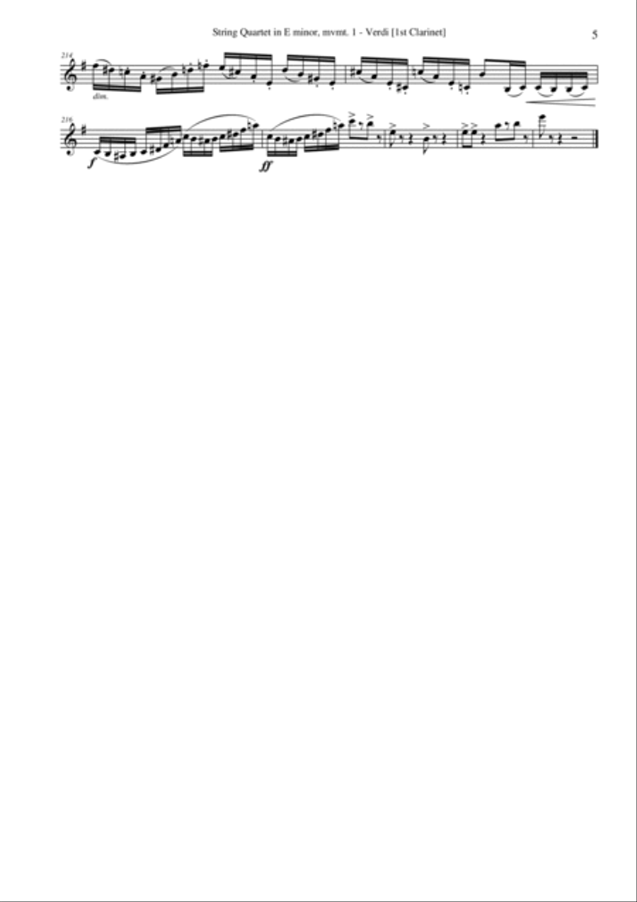 Quartet in E minor, mvmt.1 (Clarinet Quartet) Clarinet Quartet scores gallery preview page 5