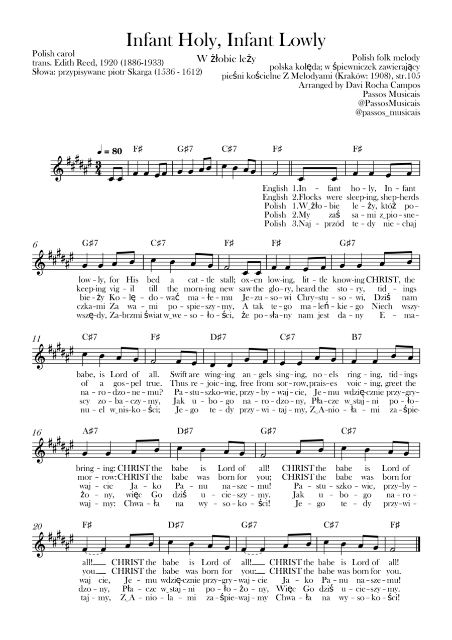 Infant Holy, Infant Lowly (W żłobie leży) Piano scores gallery preview page 1