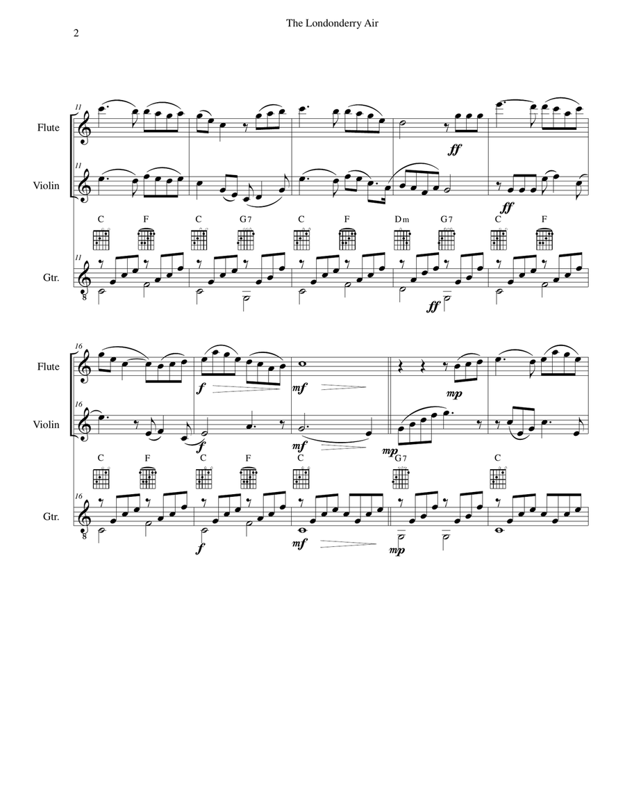 The Londonderry Air (Oh Danny Boy) for flute, violin and guitar The Londonderry Air (Oh Danny Boy) for flute, violin and guitar Flute scores gallery preview page 2