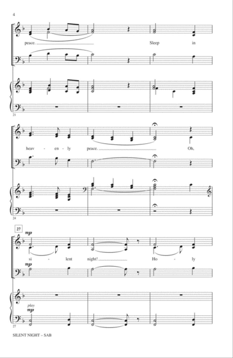 Silent Night (adapt. Roger Emerson) 3-Part scores gallery preview page 3