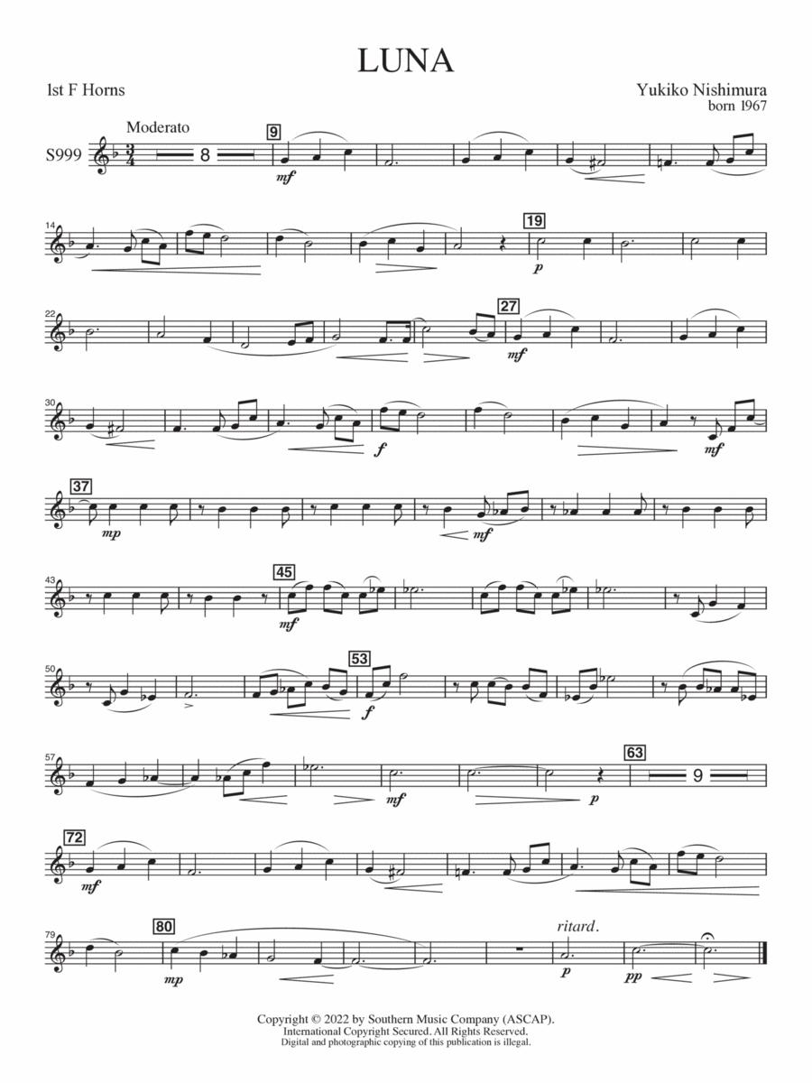 Luna - Horn 1 Concert Band scores gallery preview page 1