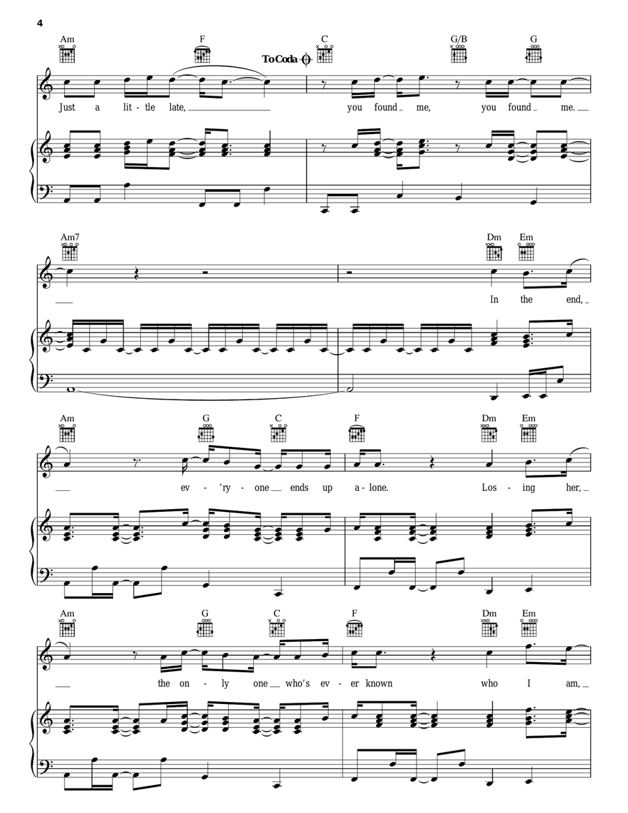 You Found Me Piano, Vocal, Guitar scores gallery preview page 4