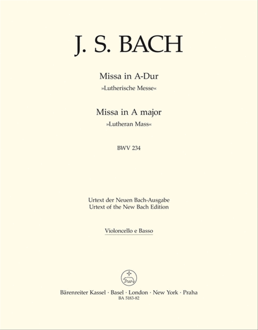 Mass A major BWV 234 'Lutheran Mass 2' Bassoon scores gallery preview page 1