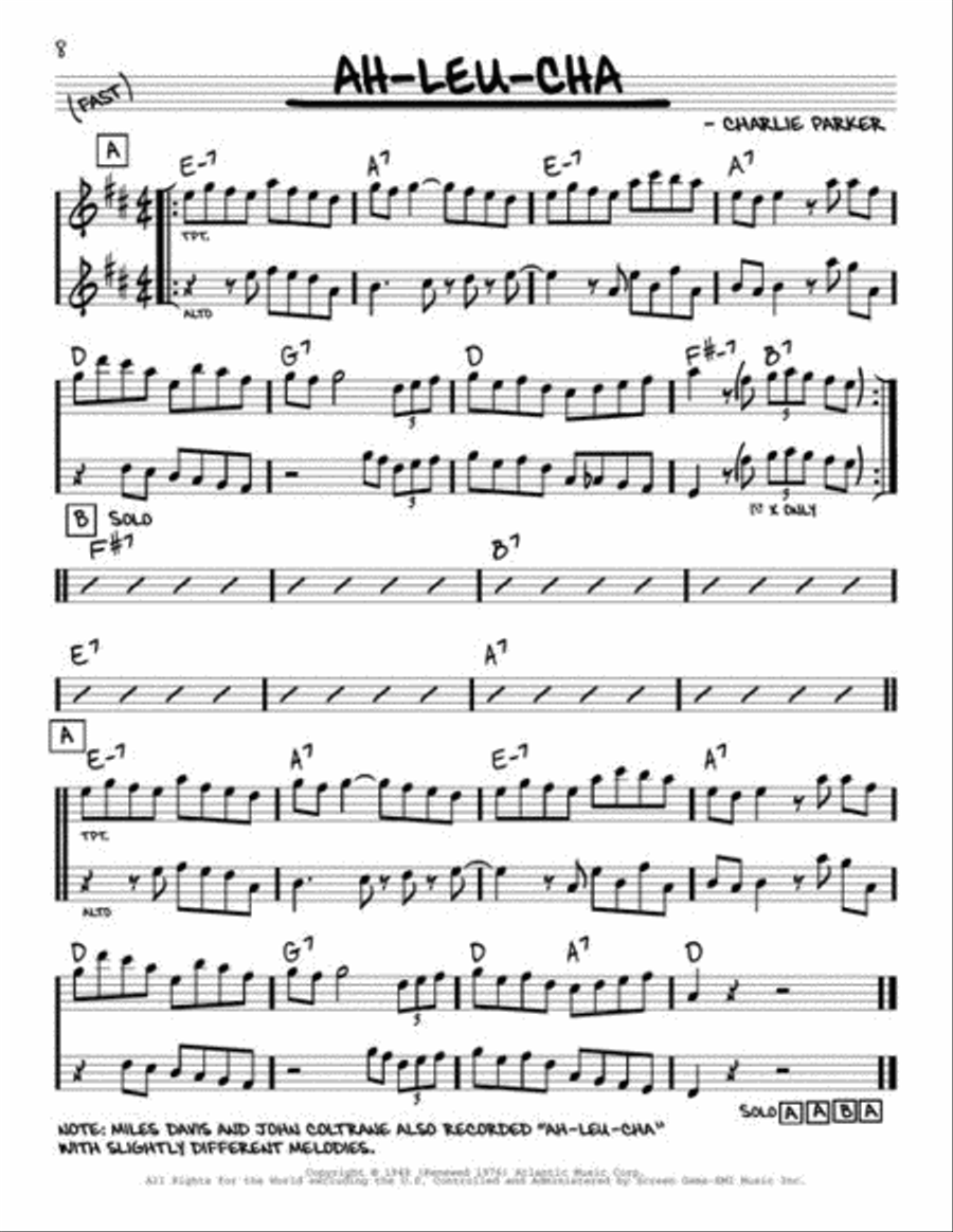 The Real Bebop Book The Real Bebop Book E-Flat Instrument scores gallery preview page 8