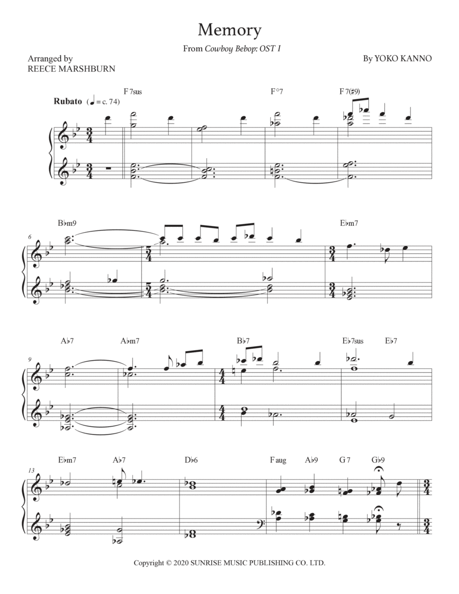 Memory Piano Solo scores gallery preview page 1