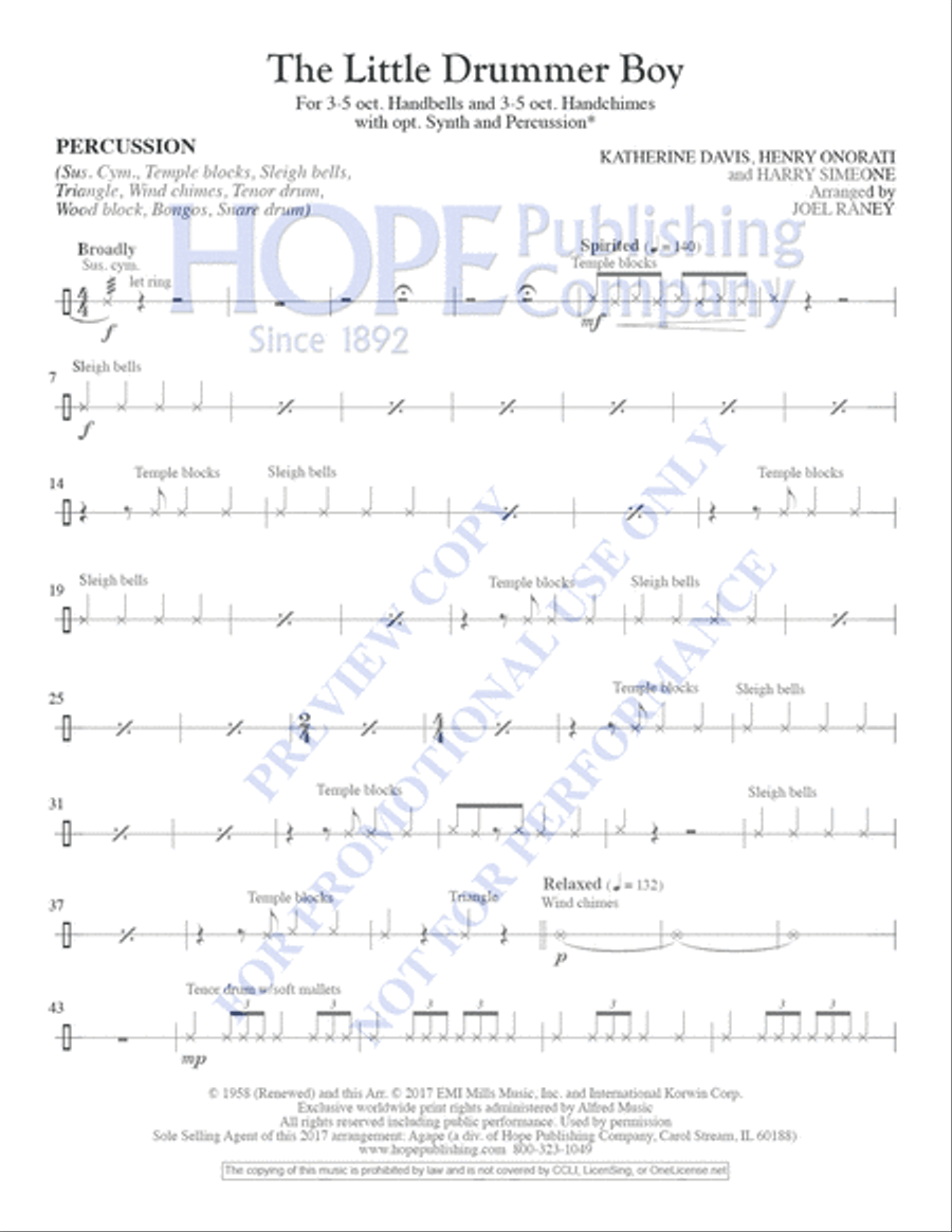 Little Drummer Boy Handbell Choir scores gallery preview page 21